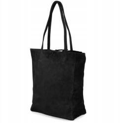 Beltimore Olasz bőr kézitáska Női táska velúr bőr klasszikus shopper (W18black)