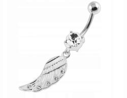 Lovrin Ezüst 925 köldökpiercing fehér szárny mintával, divatos, látványos, ajándéknak is kiváló (Lovrin 63206)