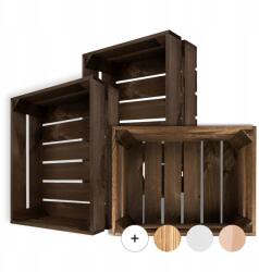 Creative Deco Fa láda deszka barna doboz láda nagy virág 40x30x15cm x3 (X00200EAZR)