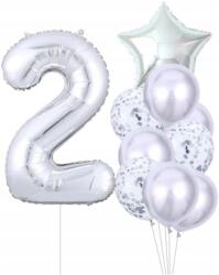 Ezüst Lufik 10db 2. Születésnapra konfetti 2-es szám