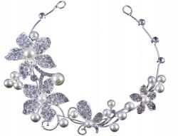  Gyöngyös hajtű ágacska, fehér-ezüst hajdísz esküvőre, virágokkal (5905884051412)