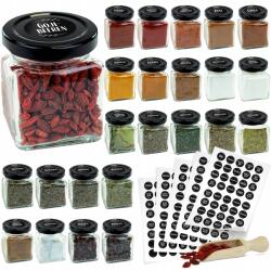 Allbag Üveg Fűszertartó 120 ml 24 Darabos Szett 200 Címke Adagolókanál (SZKLANY SŁOIK NA PRZYPRAWY 120 ml)