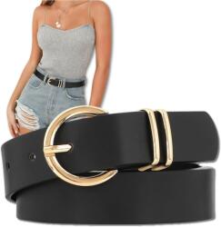 EdiBazzar Öv bőr öv nadrághoz, fekete műbőr, klasszikus csattal, ajándéknak is kiváló (3057460423761)