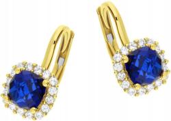Lovrin Arany fülbevaló 585 négyszögletes zafírral és cirkónia kövekkel, klasszikus női modell (60830202)