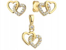 Lovrin Arany ékszerszett 585 szív alakú cirkónia kövekkel, divatos ékszer szett (Lovrin 63793)