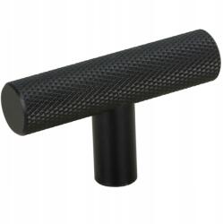 B&B Bútorfogantyú, bordázott, fém, fekete, szekrény- és fiókgomb (G109 CZ)