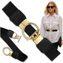 EdiBazzar Öv Női Gumi Fekete Ruha Elasztikus Arany Derék Csat (Pasek modny Damski do sukienki Elastyczny)
