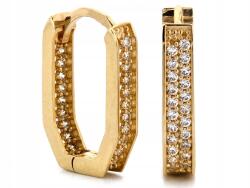 Lovrin Arany fülbevaló 585 hosszúkás, geometrikus, fehér cirkónia kövekkel, ajándékba