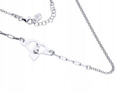 Lovrin Ezüst 925 roló nyaklánc bilincsekkel és szíves medállal, divatos mintával (Lovrin 64404)