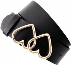 EdiBazzar Bőr Öv nadrághoz Fekete arany szív csat Női szilárd hosszú (5904107129082)