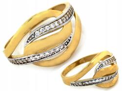 Lovrin Széles, 585-ös arany gyűrű, áttört, eredeti design cirkónia kövekkel, r13-as méret (Lovrin)