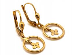 Lovrin Arany fülbevaló 375 akasztós virágos mindennapi viseletre 9K