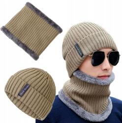 EdiBazzar Meleg Férfi Téli Szett Bélelt Sapka Kéménygallér Bordázott Golf Nyakra (Komplet Zimowy Męski Czapka Komin Ocieplany)