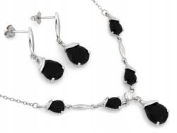 Lovrin Ezüst szett 925-ös finomságú, nyaklánc és fülbevaló fekete kövekkel, 7, 01g (Ciesielscy-KS925)