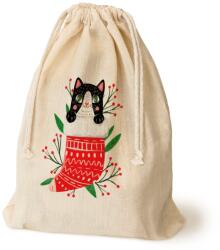 Allbag Pamut Zsák Macskával 30x45 cm Ecru 145g Ajándék Csomagoláshoz Ünnepek (WBAWN012 Allbag)