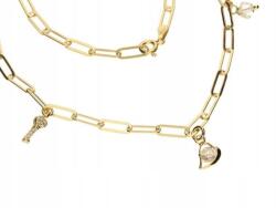 Lovrin Ezüst nyaklánc 925 aranyozott szív cirkónia köves medállal, divatos mintával (Lovrin 64329)