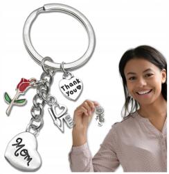 EdiBazzar Kulcstartó, Táskadísz Ajándékba, Szív Alakú Ezüst Kulcstartó Medál (Srebrny brelok do kluczy na dzień mamy serce)