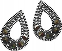 Lovrin 925-ös ezüst fülbevaló markazitokkal, csepp alakú, mandula formájú, ajándéknak