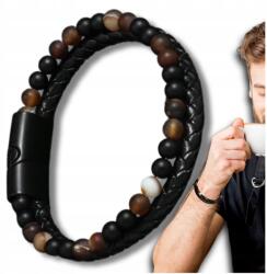  Férfi mágneses bőr karkötő természetes kövekkel (5905884063132)