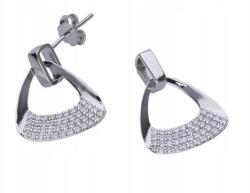 Lovrin 925-ös ezüst fülbevaló háromszögek cirkóniákkal, egyedi design ajándékba, stekkeres (Lovrin 63053)