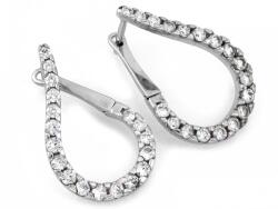 Lovrin Divatos ezüst fülbevaló 925 fehér cirkónia kövekkel, 3.8g, modern design, ajándék