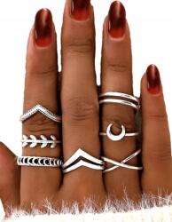  Metal Punk gyűrű szett 7db női divatos boho Antik Ezüst (5905884052785)