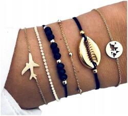 EdiBazzar Karkötő Szett fekete zsinór lánc arany (K32)