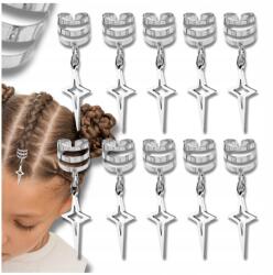  Hajdísz kapcsok szett 10 db Ezüst gyöngyök rasztafonatokhoz, fonatokhoz (Ozdobne pierścienie do włosów koraliki ozdoba)