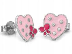 Lovrin Ezüst 0.925 szív fülbevaló rózsaszín gyermek aranyos stekkeres 1.22g (62435887)