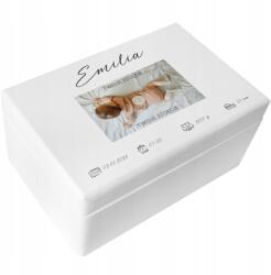 Creative Deco Ajándékdoboz gyermeknek, emlék a születésre, keresztelőre, születésnapra, 30x20 cm (JANCDSD130BCUSTOMPHOTOBMEMFBM-W)