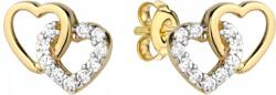 Lovrin Arany fülbevaló 585 két szív cirkónia kövekkel, elegáns női, divatos 14k-s beszúrós (Lovrin 55923)