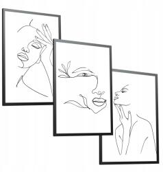  Arcok vonal 3 db-os poszter szett 50x70 Modern