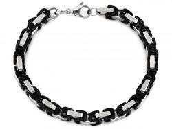 Lovrin Vastag férfi karkötő sebészeti acélból, fekete kiegészítőkkel, 22 cm (56748075)