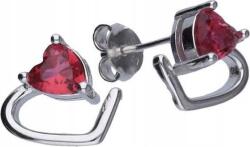 Lovrin Ezüst fülbevaló 925 Szív alakú fukszia színben 2, eredeti, stekkeres (Lovrin 45959)