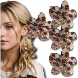 4 db-os hajcsat szett, nagy, leopárdmintás, Plumeria virágos csatok (Zestaw 4 szt spinki do włosów hawajski styl)