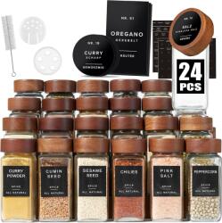 BOTC 24 db-os fűszertartó üveg szett fa fedővel, 120 ml-es (Spice jar 24 pcs)