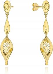 Lovrin Arany női fülbevaló 585-ös, csavaros, áttört díszítéssel, hosszú, neki (lovrin92046)