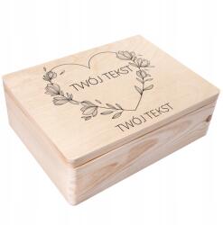 Creative Deco Fa díszdoboz ajándékba anyának születésnapra, esküvőre, évfordulóra, gravírozott, 40x30x14 cm (JANCDSD140BCUSTOMFLORALHEARTMINFBM)