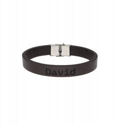  Férfi bőr karkötő, barna, "David" névvel (8594223294022)