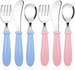  Paefiu Biztonságos Gyermek Evőeszköz Készlet, 2 szett, 6 darabos: Kés, Villa, Kanál (B0C2413LXR)
