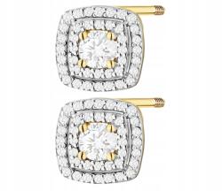 ZŁOCISTO Arany Fülbevaló Laboratóriumban Gyártott Gyémántokkal, Csavaros Záródás, 585 Arany, Ajándéknak (DLA DZIEWCZYNY NARZECZONEJ)