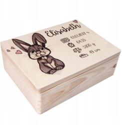Creative Deco Fa doboz gravírozással baba születési ajándék 40x30x14cm (JANCDSD140BCUSTOMBUNNYFBM)