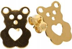 Lovrin 925-ös sterling ezüst, aranyozott, szívvel díszített maci fülbevaló, 1, 01g, női, elegáns (Lovrin 48432)