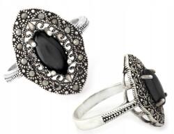 Lovrin Női ezüst gyűrű 925 fekete cirkónia kővel, oxidált, elegáns, 20-as méret (55149527)