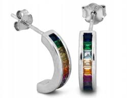 Lovrin Ezüst fülbevaló 925-ös tűvel, színes cirkónia kövekkel, 1.95g, divatos minta
