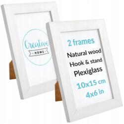 Creative Home Fényképkeret szett, fehér fa, álló, 2 db, 10x15 cm (X001B130NT)