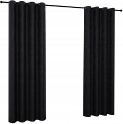 NOW-ART Vélúr függöny karikákkal 140x270 Sima vélúr függöny hosszú nappaliba (Zasłony na kółkach welurowe VELVET CZARNE)