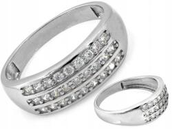 Lovrin 925-ös ezüst gyűrű cirkóniákkal, karika fazon, r14-es méret, széles, 2, 55g, ajándék