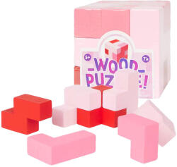 Logikai fa kirakó 3D puzzle Kocka 8 x 8 x 8 cm rózsaszín High5 (3010166)