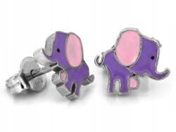 Lovrin Ezüst fülbevaló 925 Lila zománcozott elefánt 1.02g (62501630)